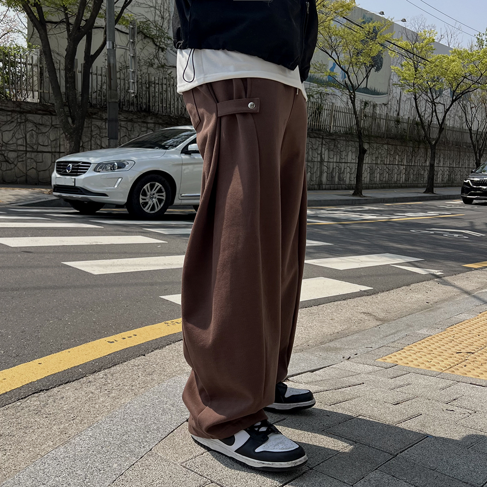 [국내제작] 4종류 스냅 벌룬 와이드 트레이닝 스트링 조거 팬츠 원턱 스웻 츄리닝 바지 사계절 코튼 나일론 데님 이중지합포 오버핏 빅사이즈 상세 이미지 183