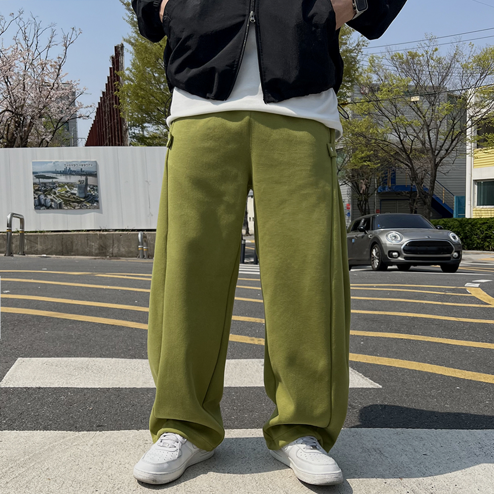 [국내제작] 4종류 스냅 벌룬 와이드 트레이닝 스트링 조거 팬츠 원턱 스웻 츄리닝 바지 사계절 코튼 나일론 데님 이중지합포 오버핏 빅사이즈 상세 이미지 149